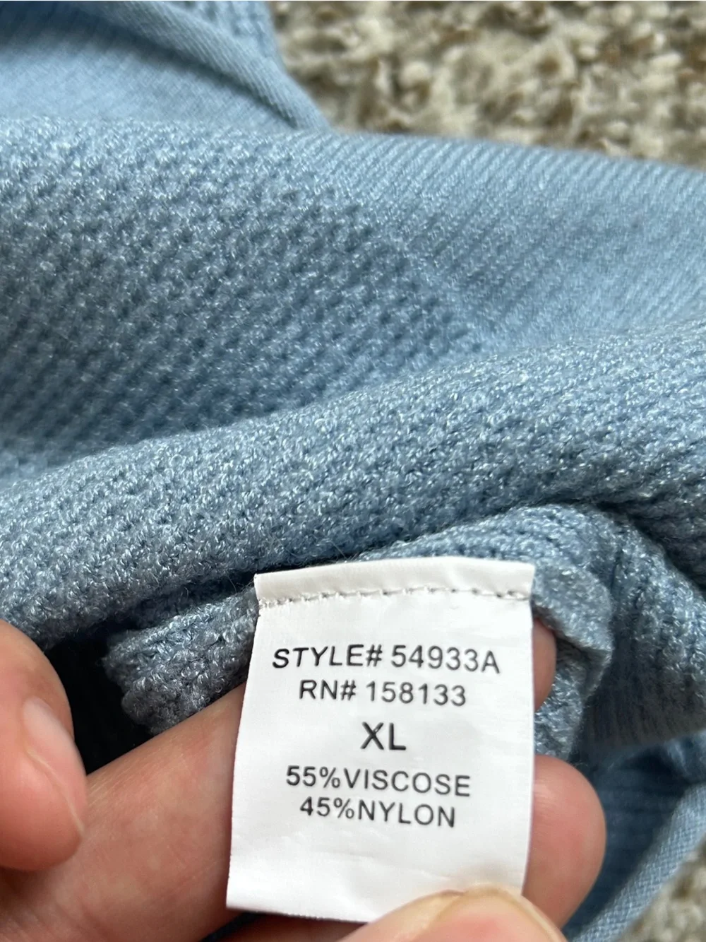 Staccato Light Blue Crewneck Waffle-Knit Sweater with Chest Pocket Casual Comfy